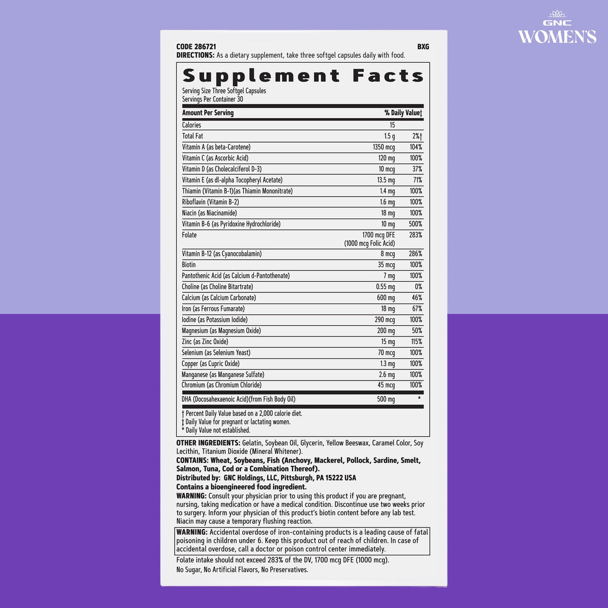 GNC Women's Prenatal Multivitamin with DHA & Iron - 90 Softgels - image 7