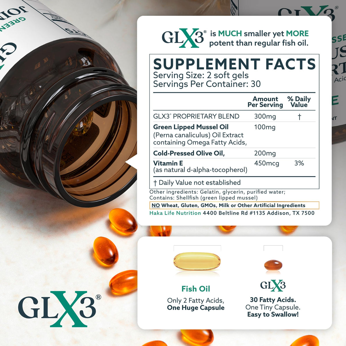 HAKA Life Nutrition GLX3 Joint Support Extra Strength Omega-3