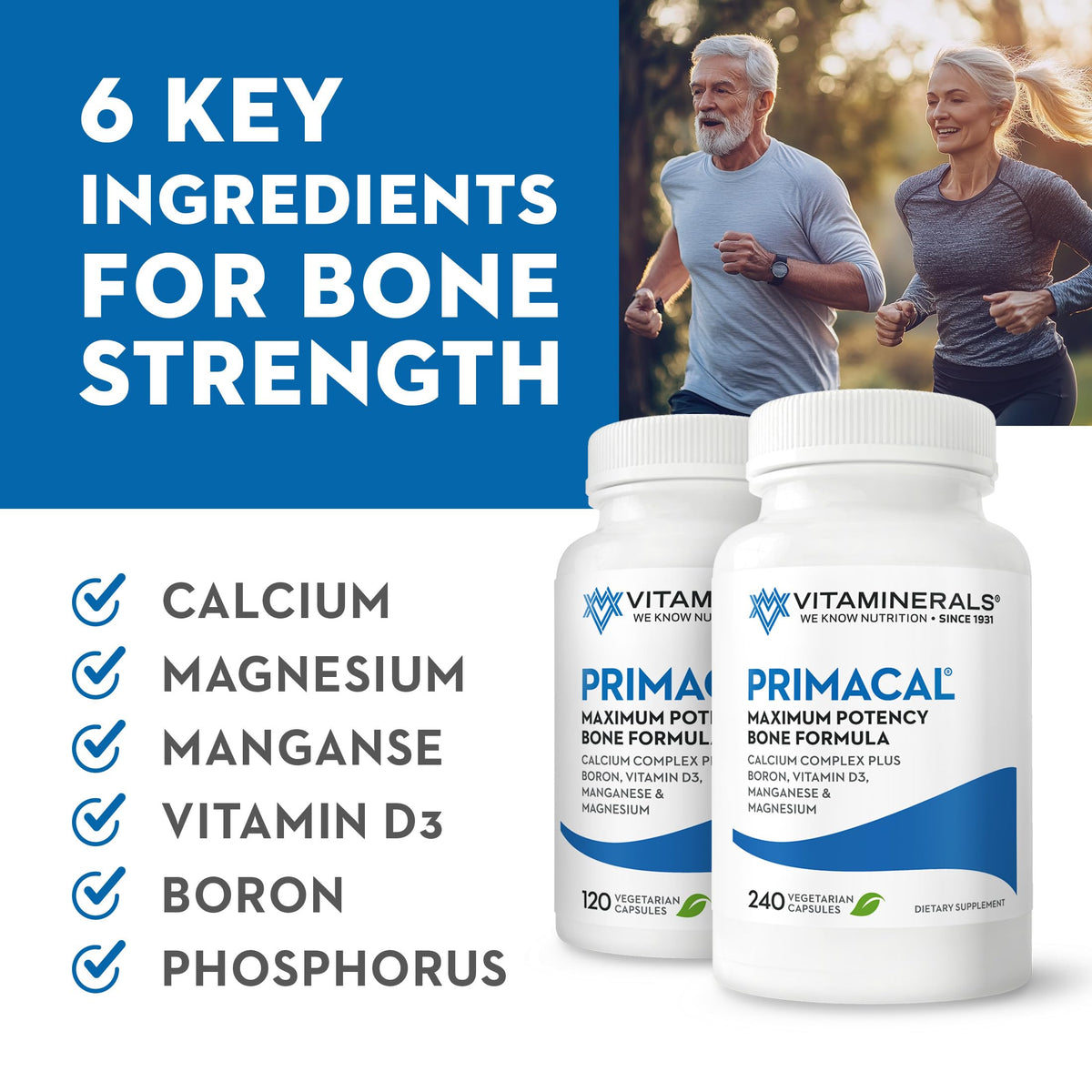 Vitaminerals 95 Primacal Bone Support Calcium Magnesium - 240 Capsules - image 2