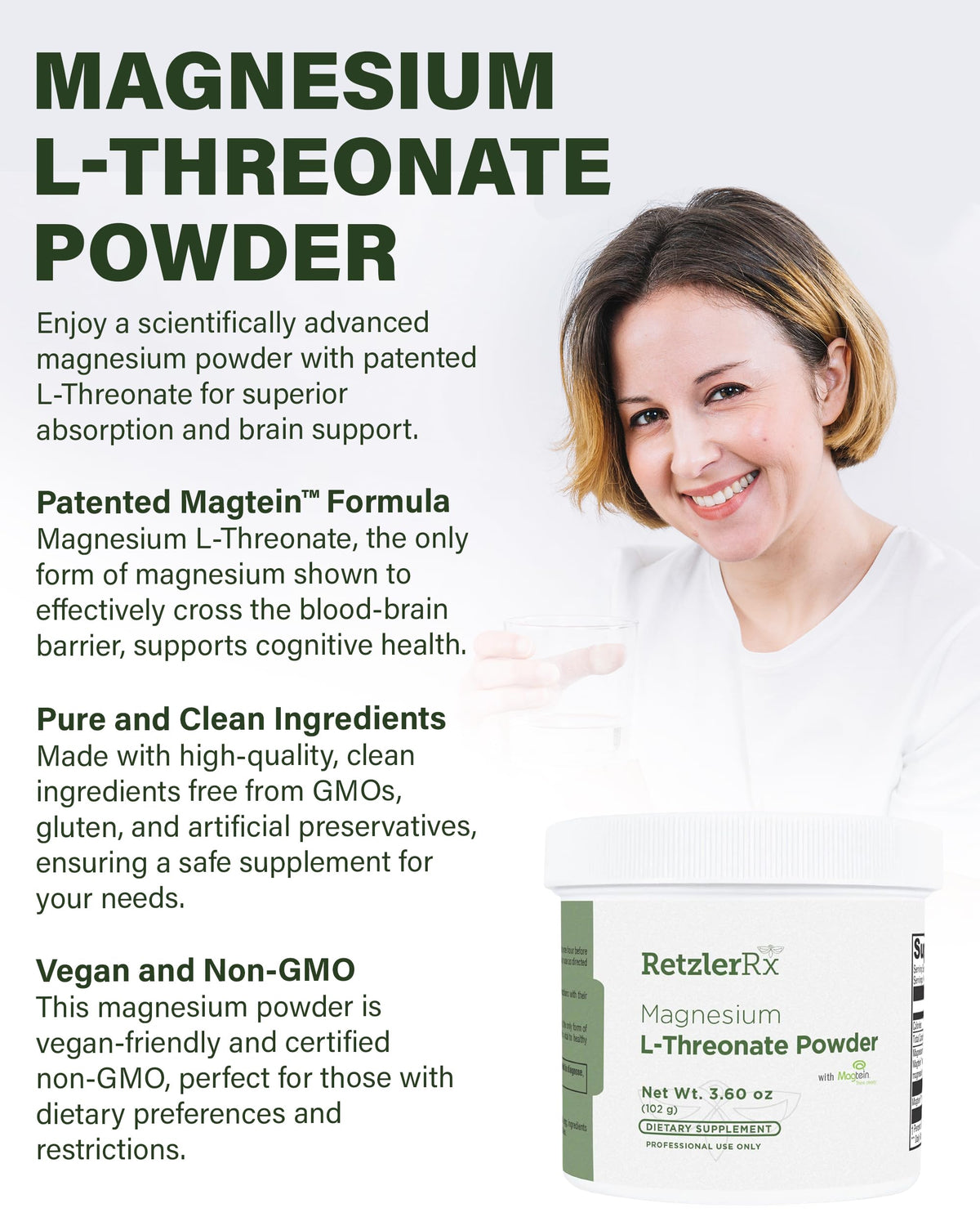 HormoneSynergy Magnesium L-Threonate Powder w/Magtein®- Magnesium