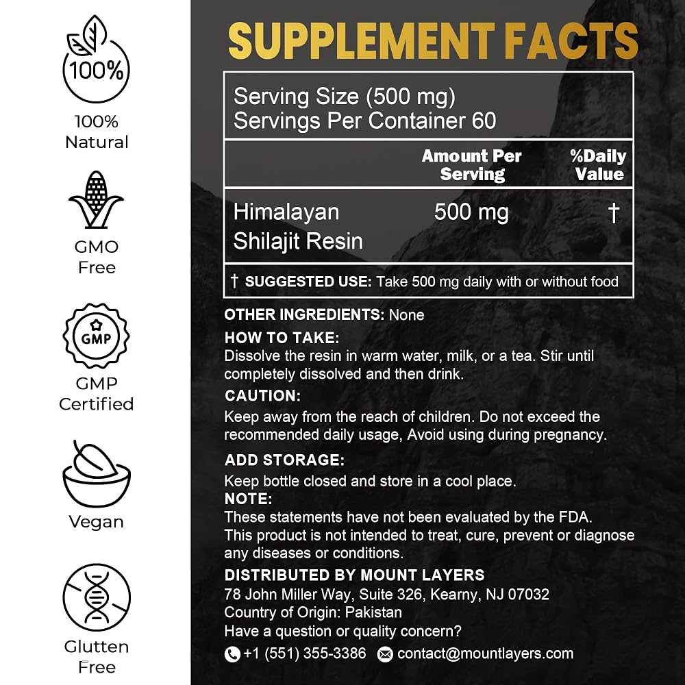 Mount Layers Organic Shilajit Resin with Fulvic Acid - 30g Jar - image 8