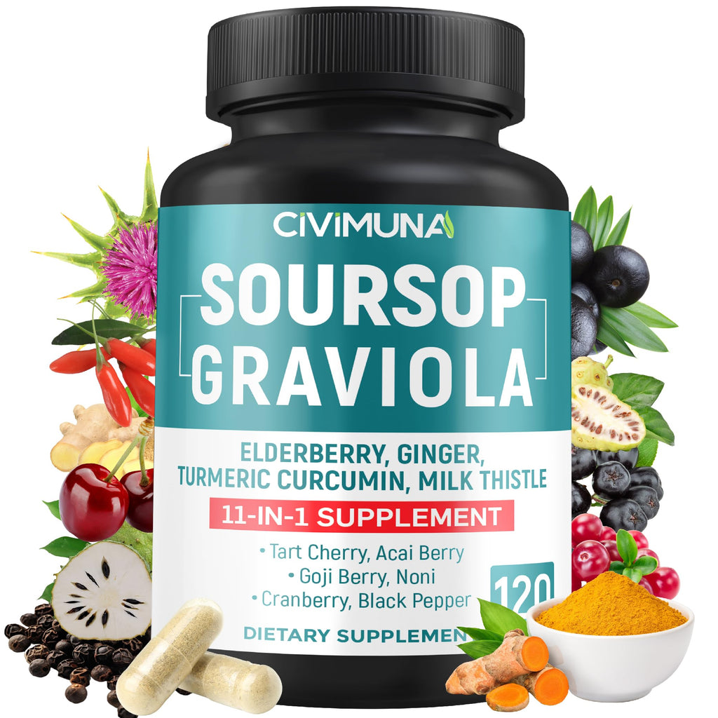 CIVIMUNA Soursop Graviola Capsules with Turmeric & Elderberry - 120 Capsules