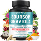CIVIMUNA Soursop Graviola Capsules with Turmeric & Elderberry - 120 Capsules