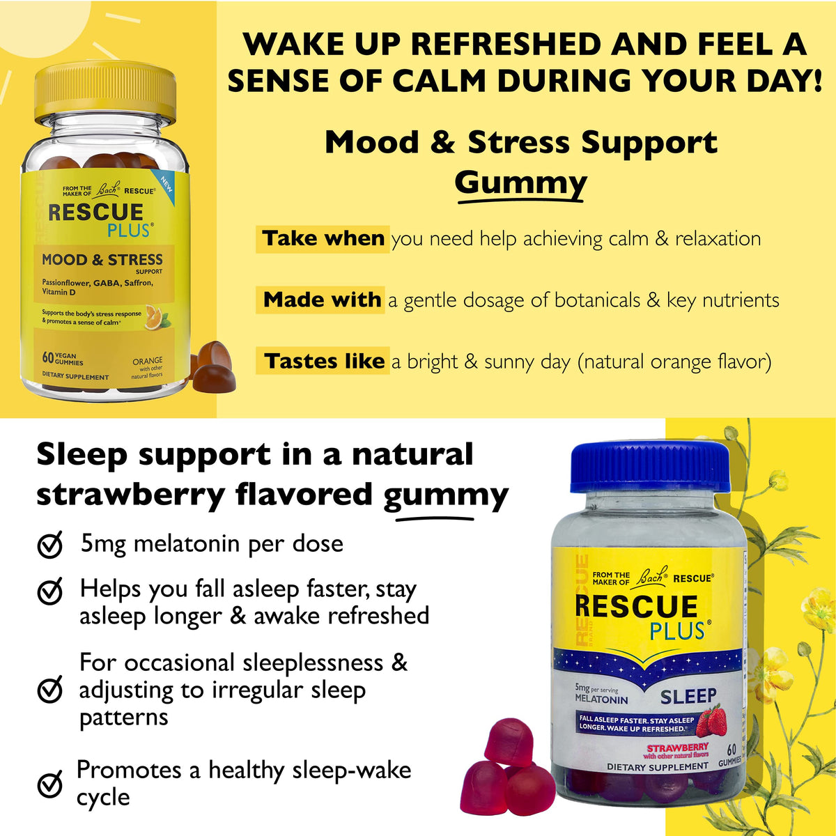 RESCUE Plus Sleep & Mood Support Gummies Duo - 120 Gummies - image 2