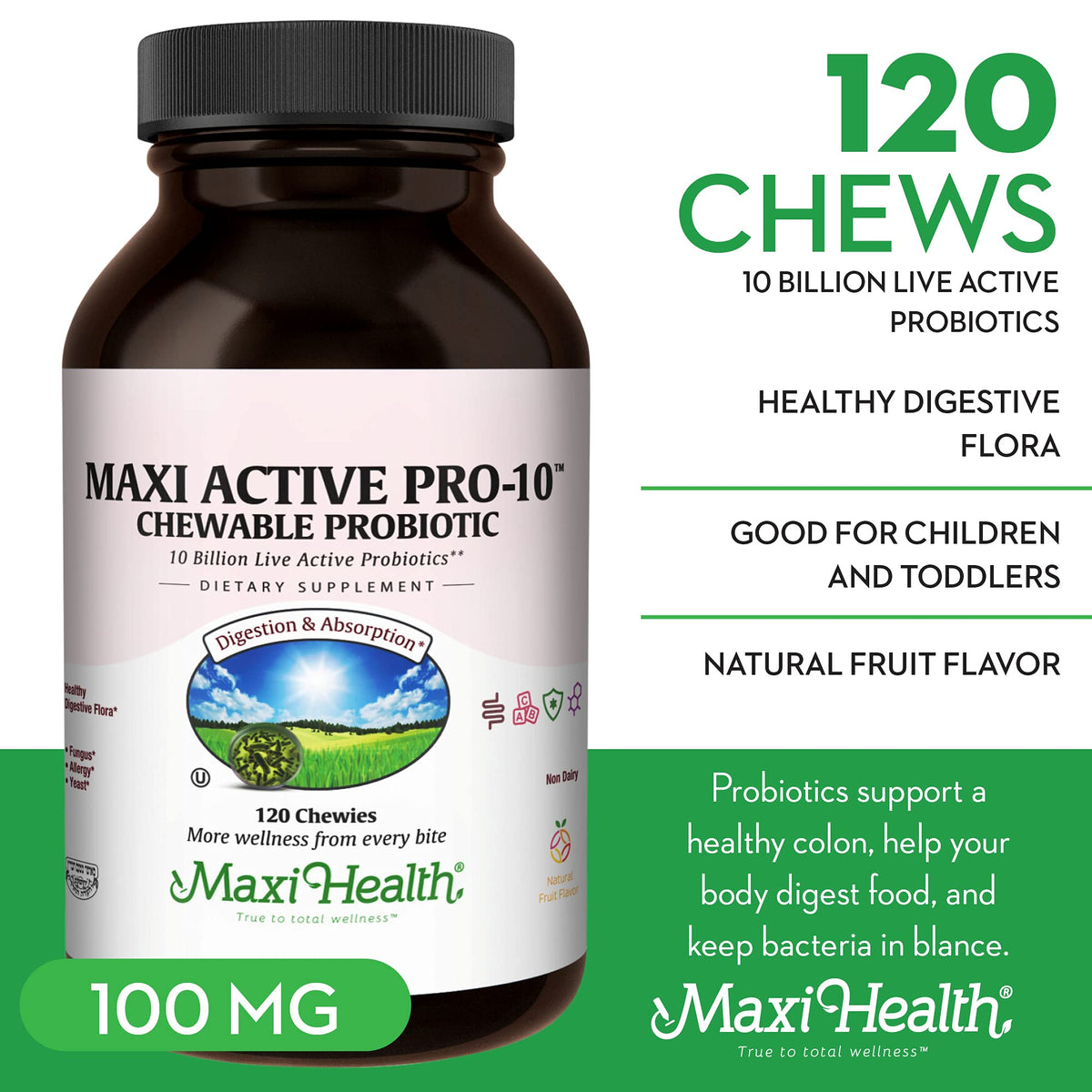 Maxi Health Probiotics for Kids 10 Billion CFU - 120 Chewables - image 2