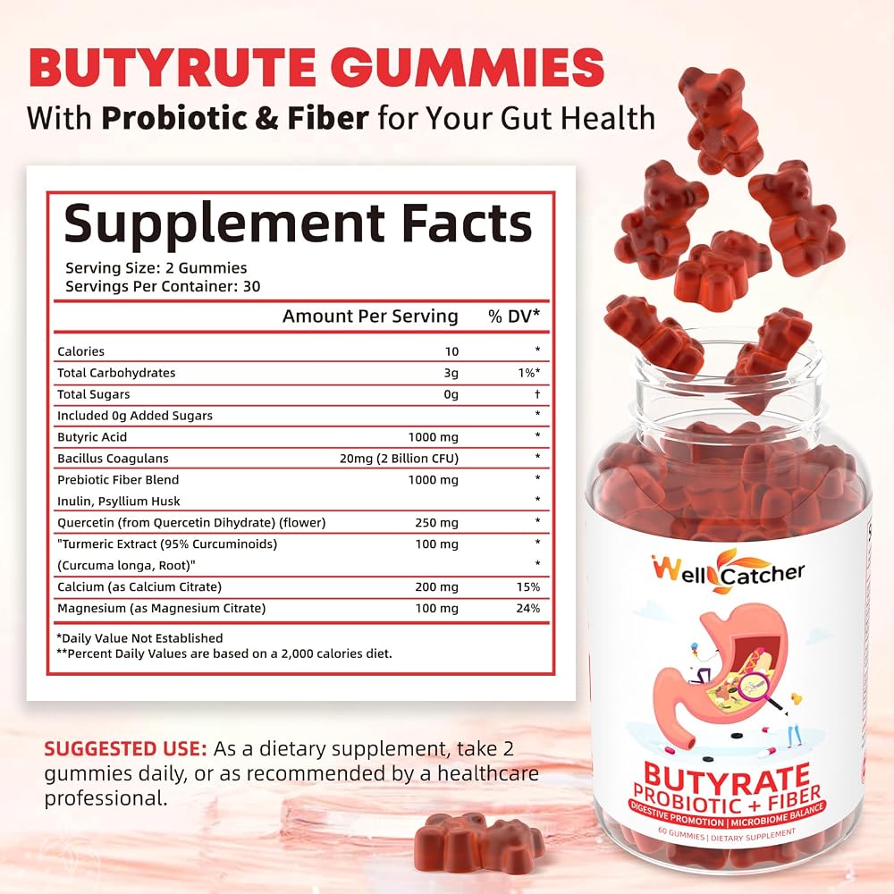 Wellcatcher Butyrate Gummies Gut Health Supplement - 60 Gummies - image 2