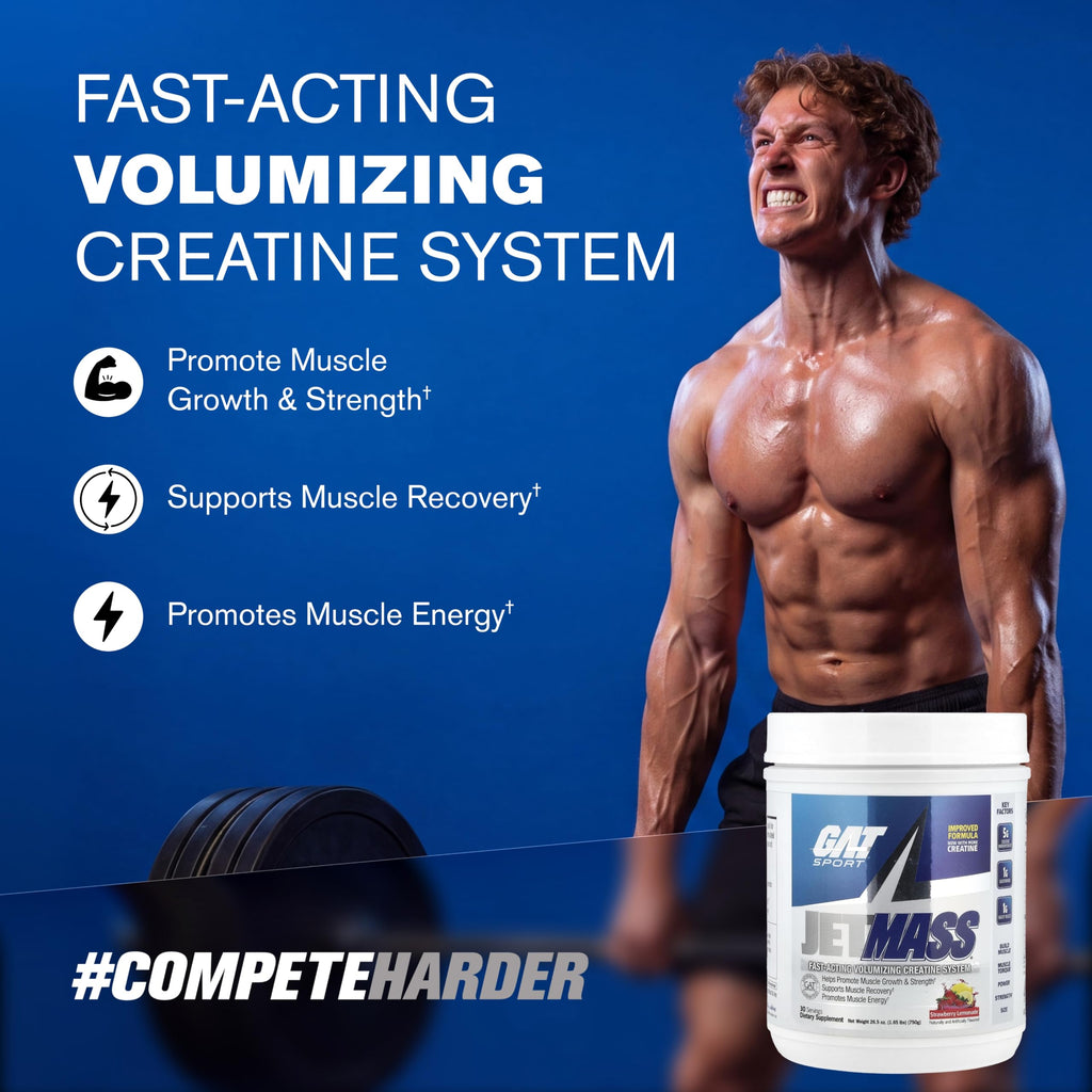GAT SPORT JETMASS Creatine Powder Strawberry Lemonade - 30 Servings - image 2
