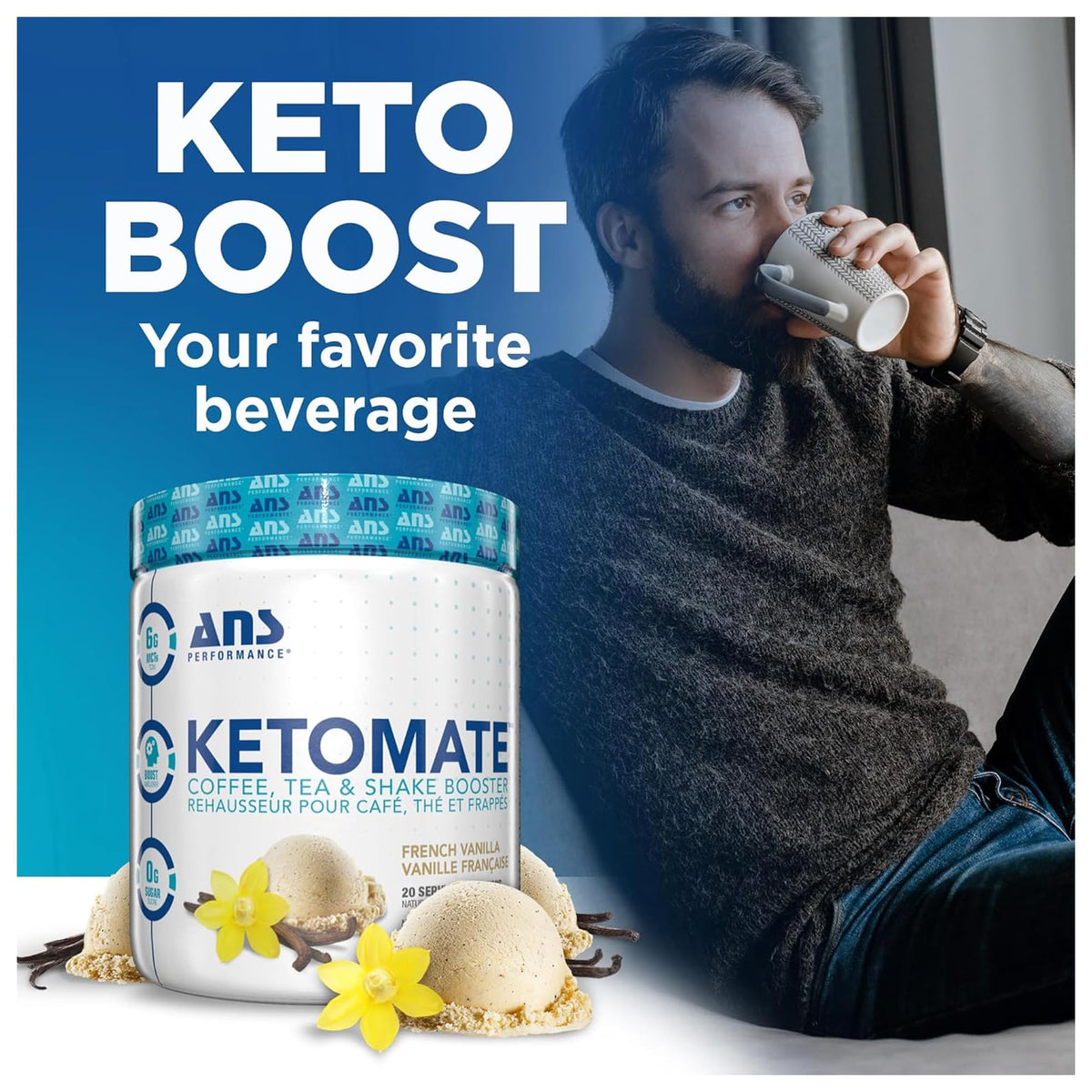 ANS Performance Ketomate Sugar Free Coffee Creamer with MCT Oil