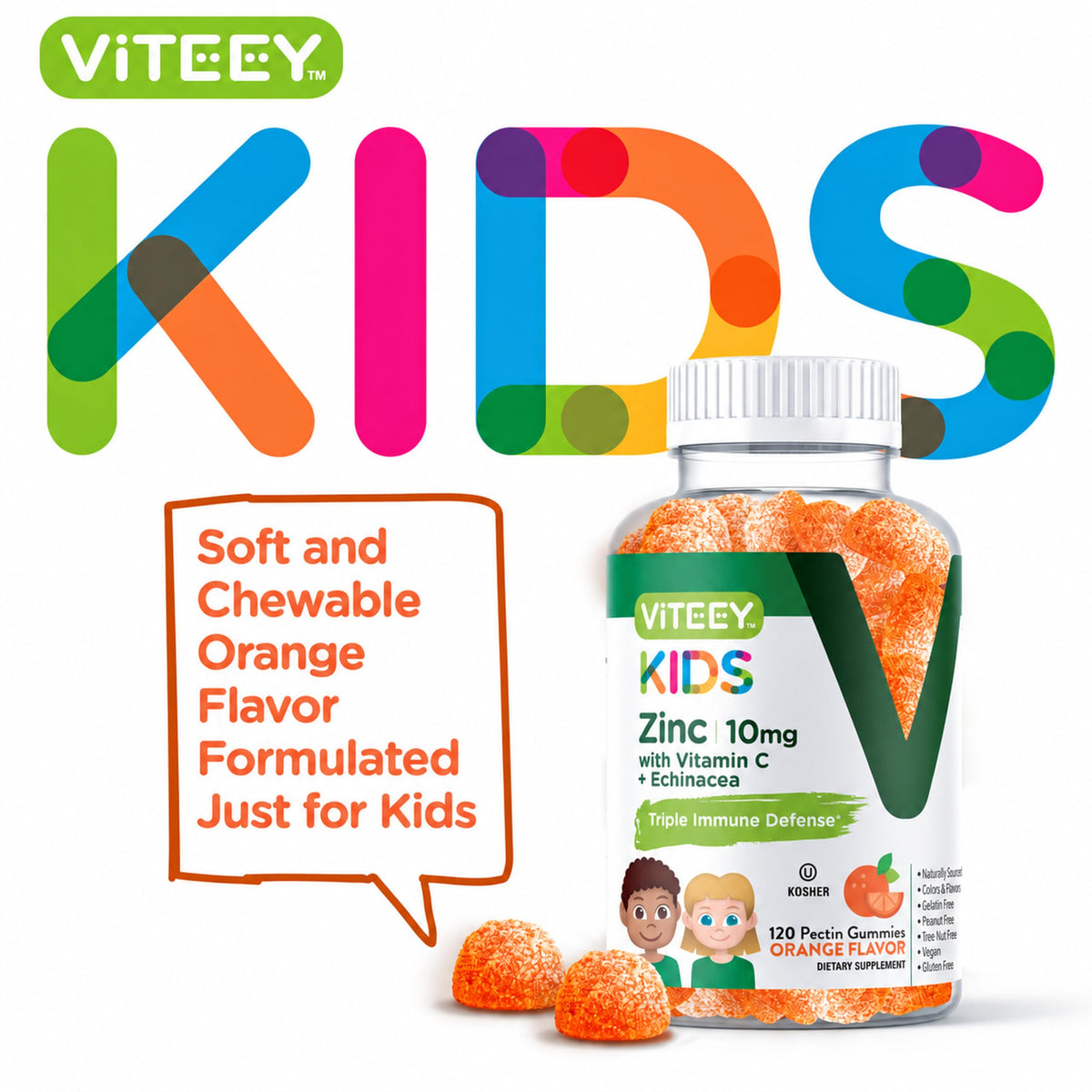 Viteey Zinc Gummies 10mg for Kids