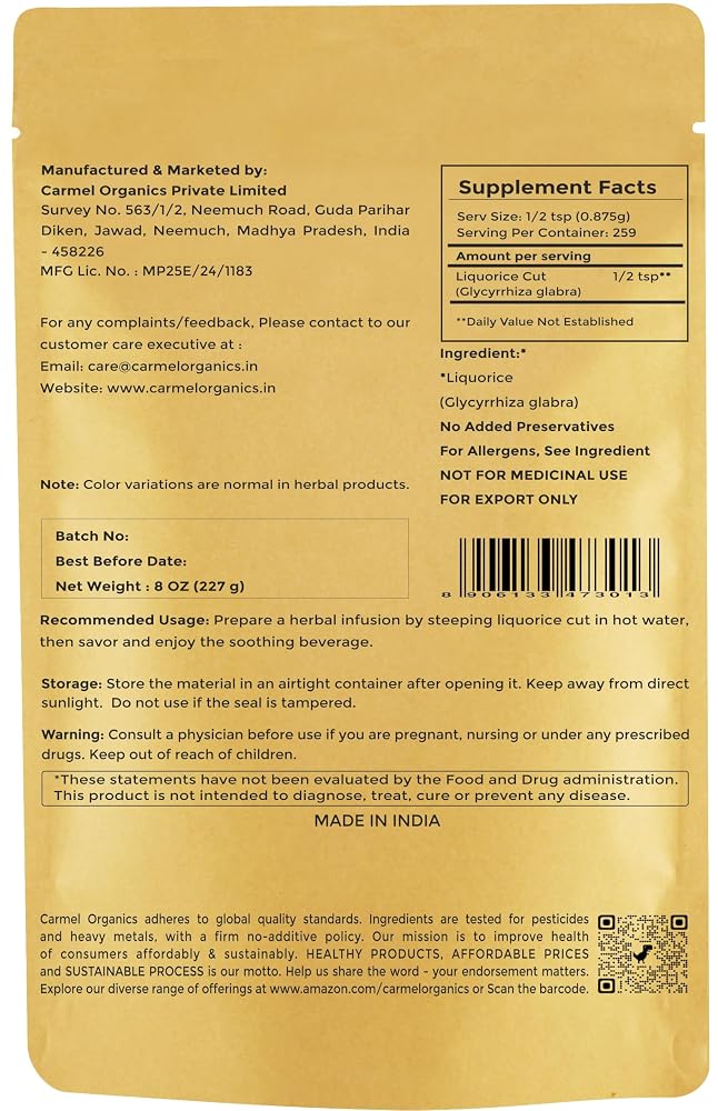CARMEL ORGANICS Licorice Root