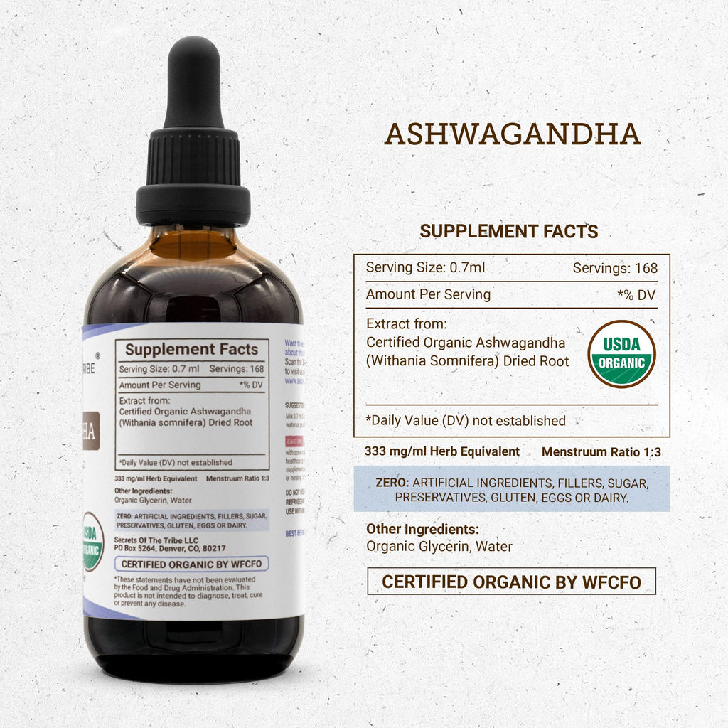 Secrets of the Tribe Ashwagandha USDA Organic Tincture Alcohol-Free - 4 Fl Oz - image 4