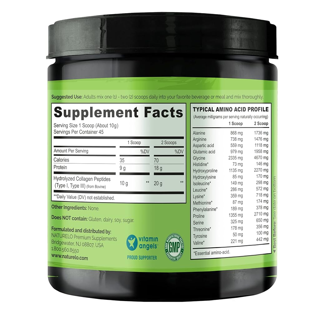 NATURELO Hydrolyzed Collagen Peptide Powder - 32 Oz (2 Pack) - image 3