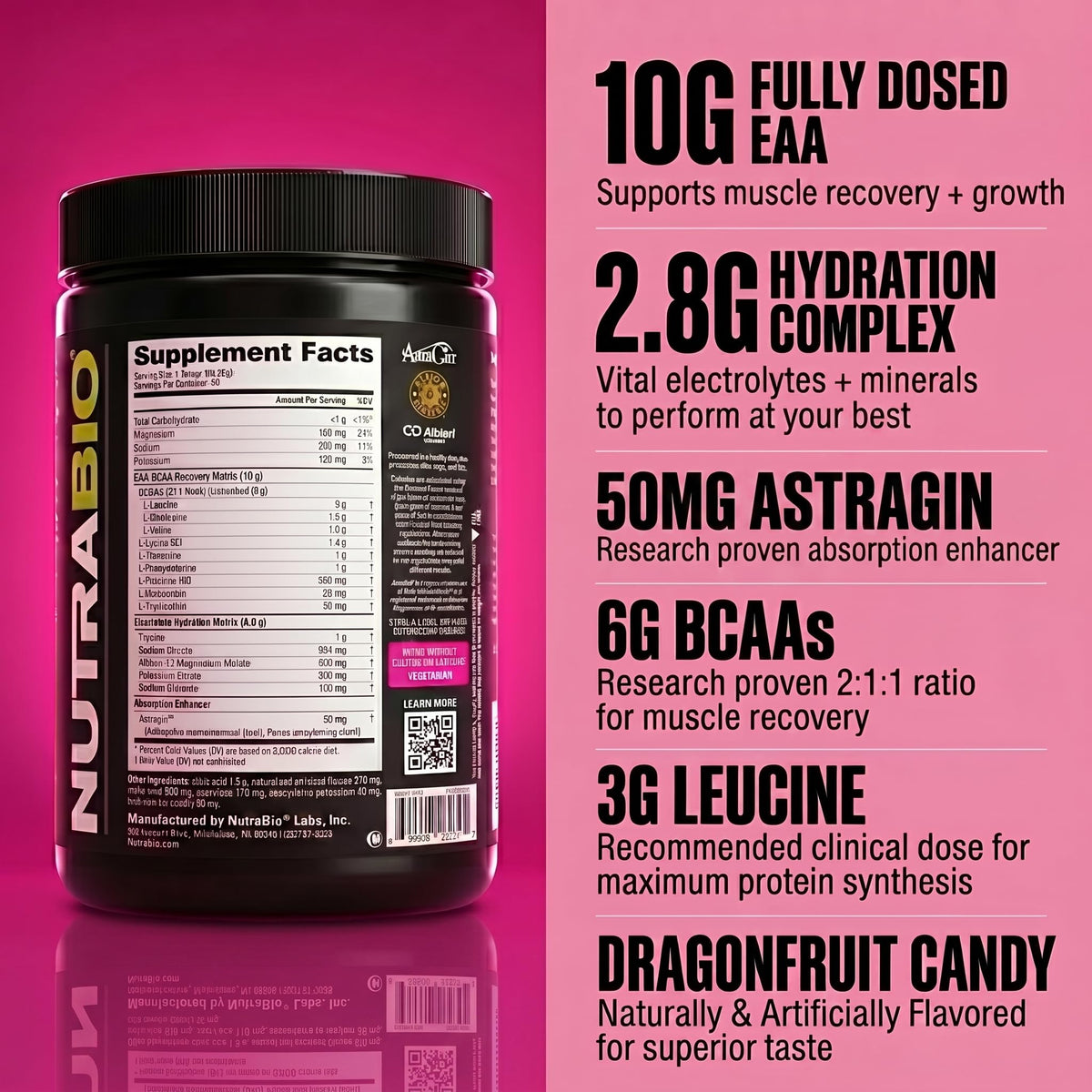 NutraBio Base Aminos EAA + BCAA Powder
