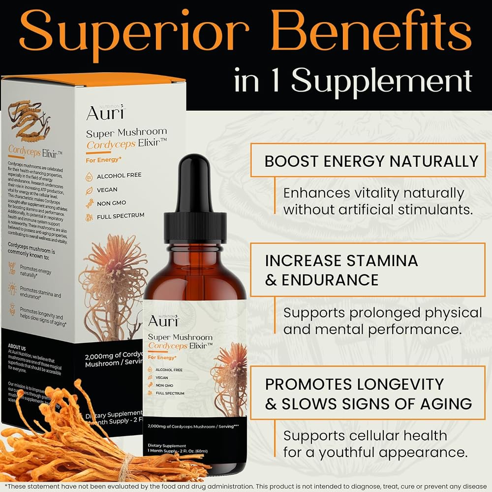 Auri Super Mushroom Cordyceps Elixir for Stamina - 60 ml - image 4