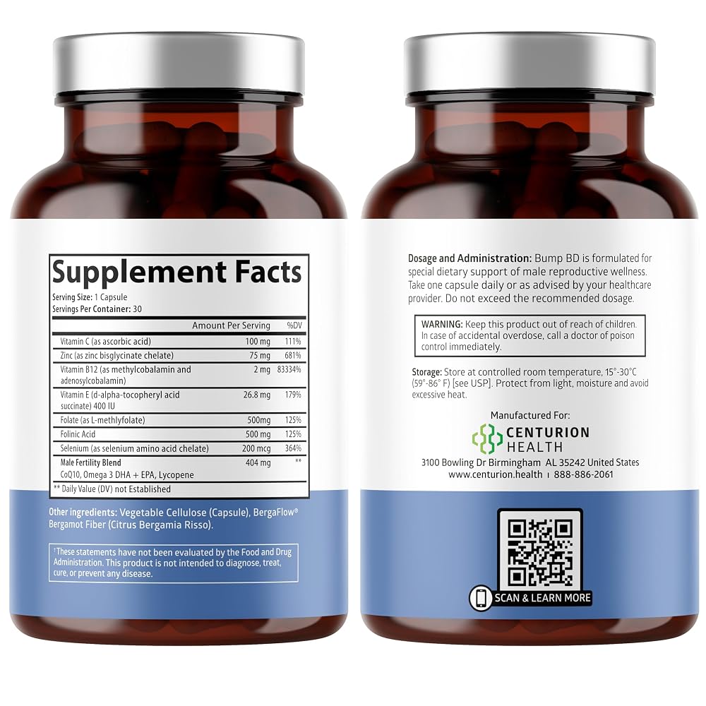 Centurion Health Bump BD Male Prenatal Vitamins - 30 Capsules - image 2