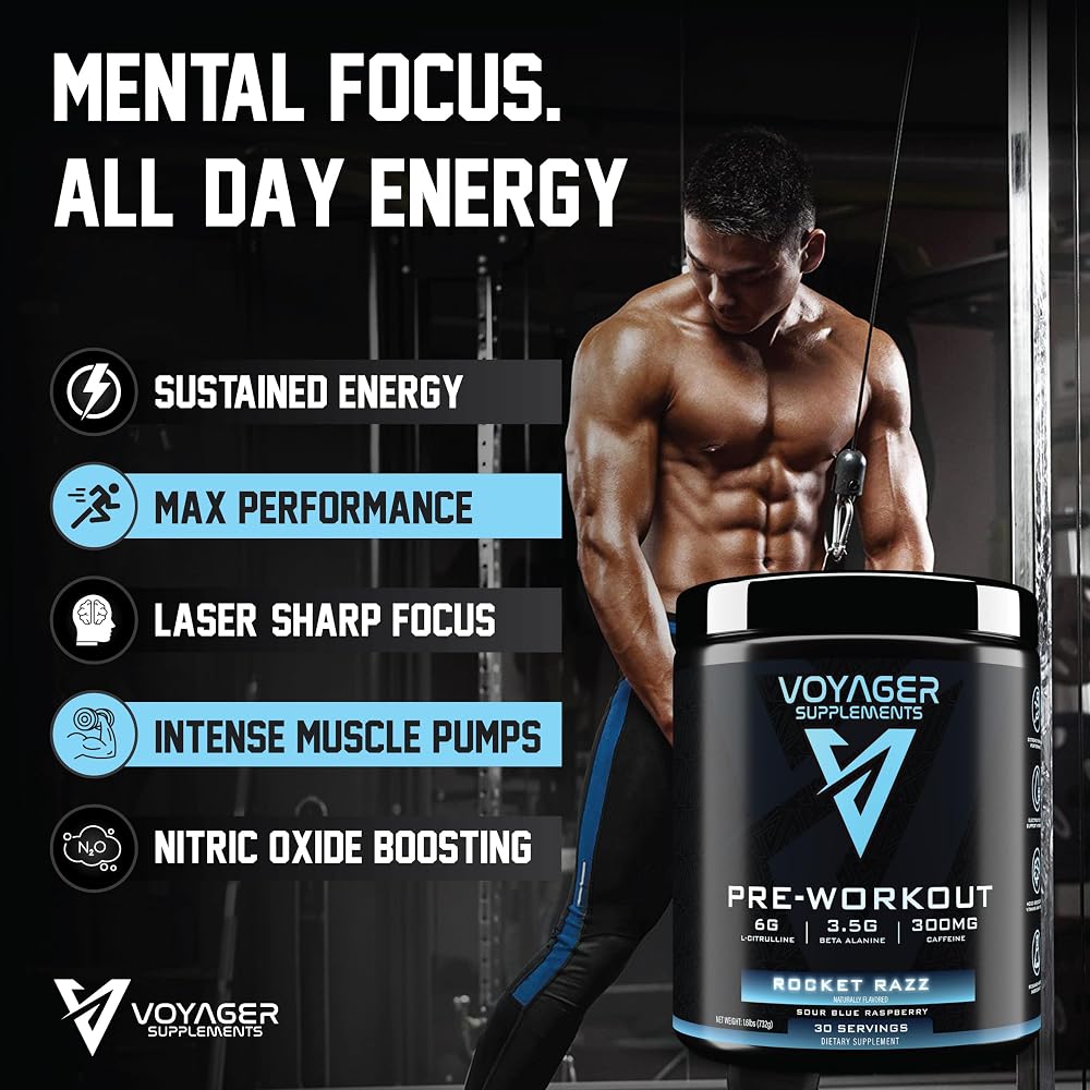 Voyager Supplements Pre-Workout Rocket Razz Powder - 30 Servings - image 5