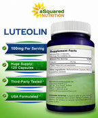 aSquared Nutrition Luteolin 100mg Brain & Memory Support - 120 Capsules - image 4