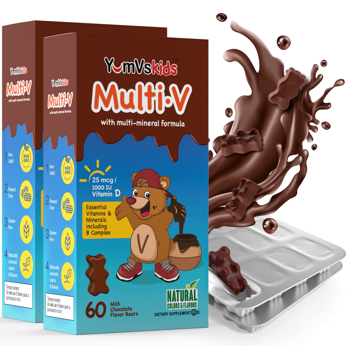 YUM-V'S Kids Multivitamin Chewable Chocolate Bears - 120 Count