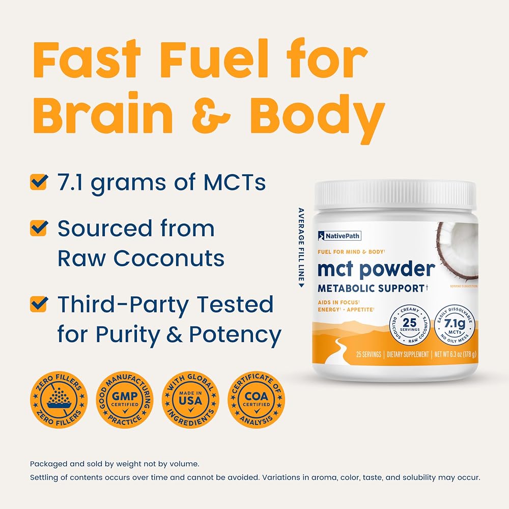 NativePath MCT Oil Powder Keto C8 & C10 Unflavored - 25 Servings - image 3