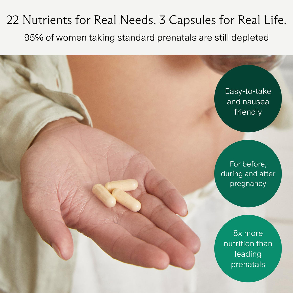 Needed. Prenatal Multivitamin with Methylfolate & Choline - 90 Capsules - image 3