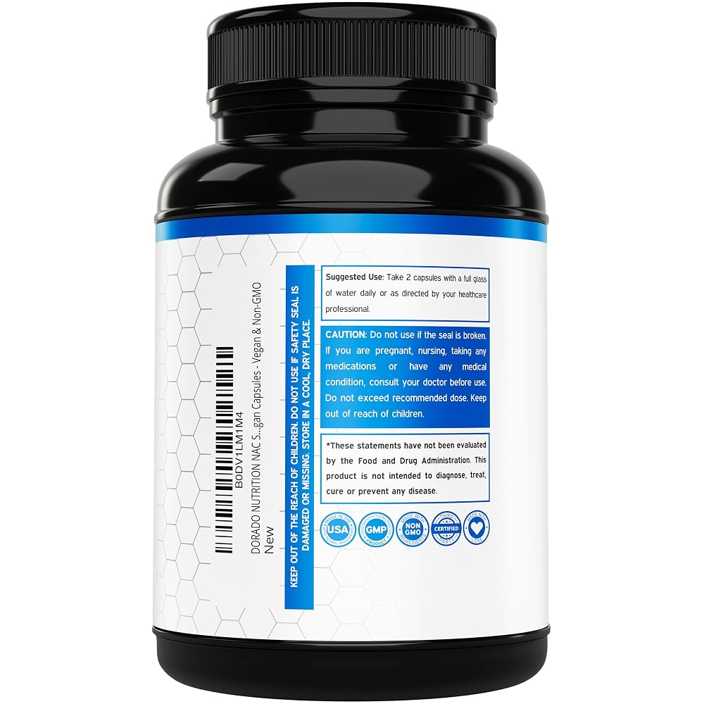 DORADO NUTRITION NAC N-Acetyl Cysteine 1000mg - 60 Vegan Capsules - image 3