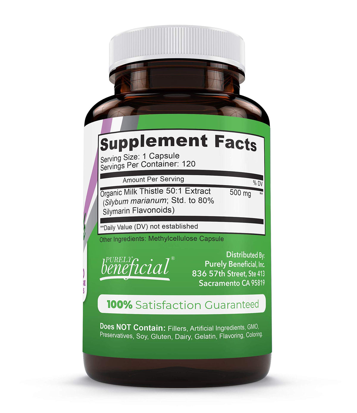 PURELY beneficial Organic Milk Thistle 500mg - 120 Vegetarian Capsules - image 4