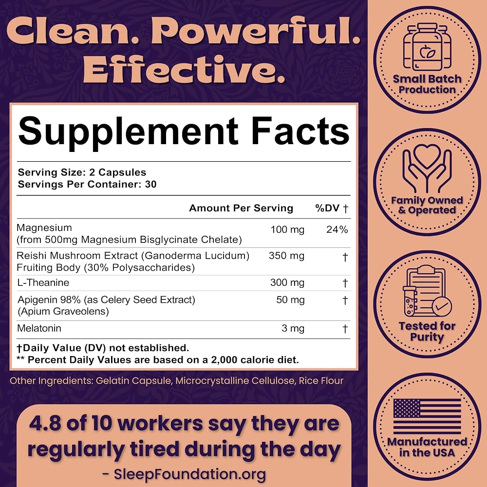 Local Nutrition Sleep Supplement with Magnesium & Reishi - 60 Capsules - image 4