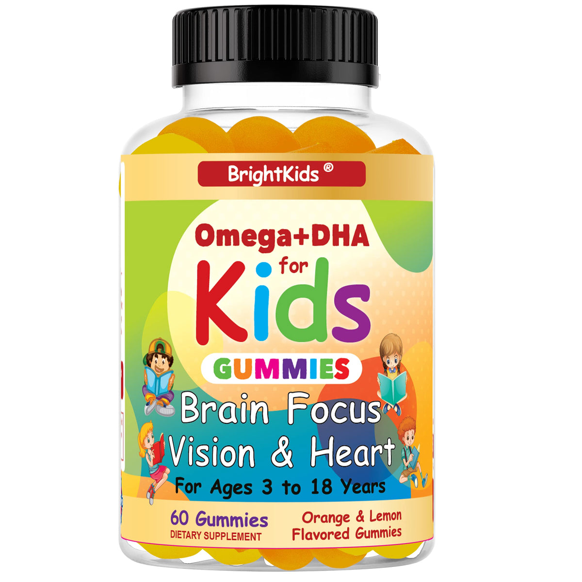 BrightKids Omega DHA Gummies for Kids & Teens - 60 Gummies