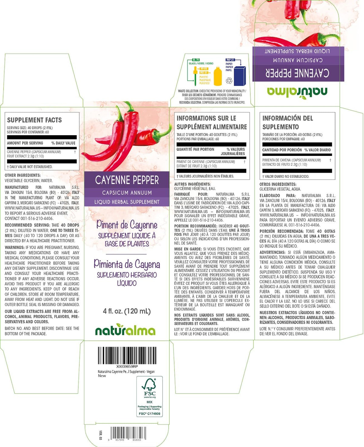 Naturalma Cayenne Pepper Fruit Liquid Extract - 4 fl oz - image 2