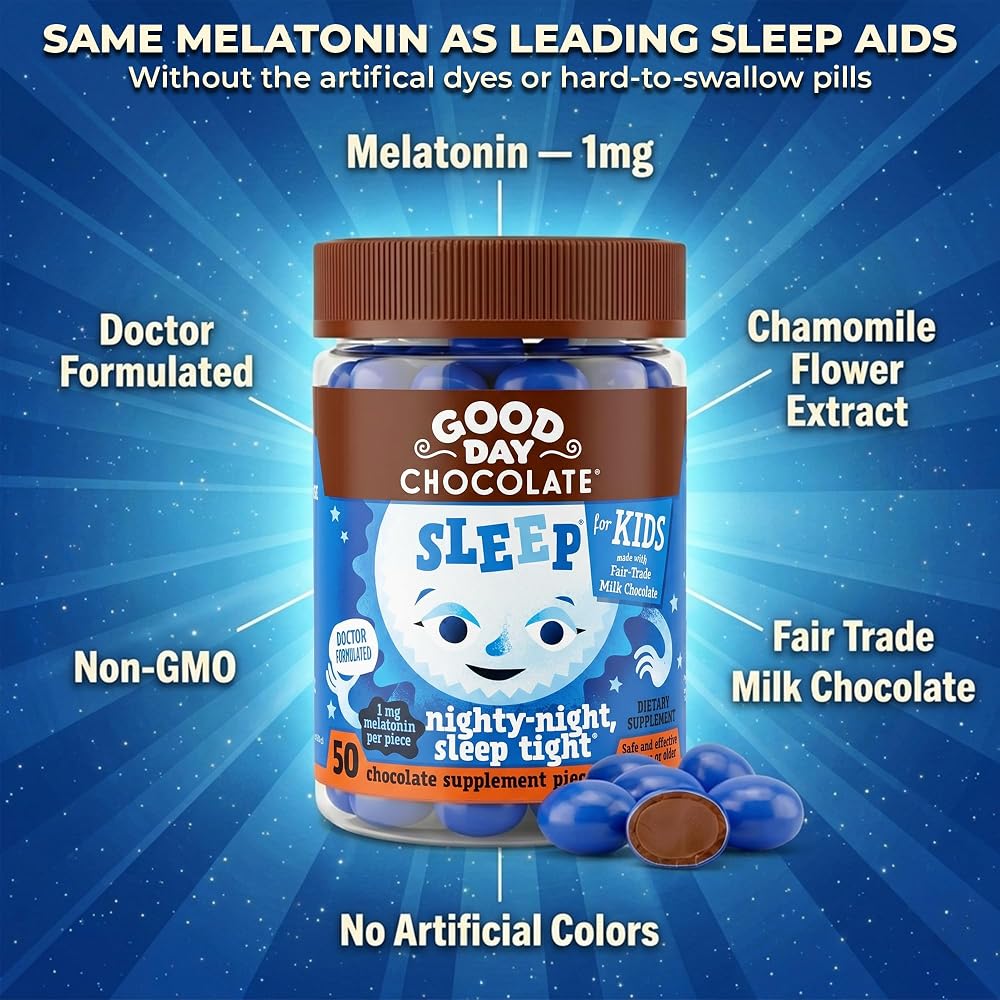 Good Day Chocolate Melatonin for Kids - Fair Trade Non-GMO Milk