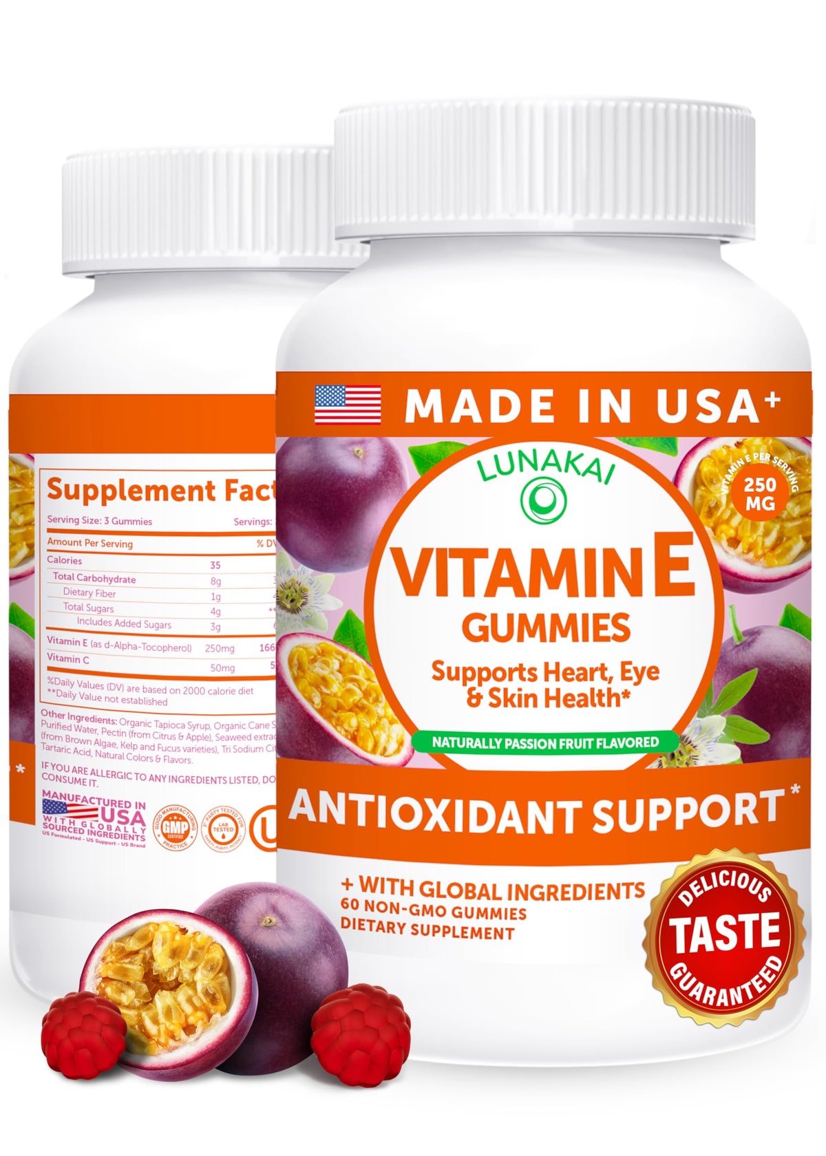 Lunakai Vitamin E Gummies with Vitamin C - Tastiest Proprietary