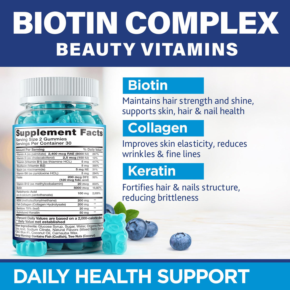 MOREX VITAMINS Biotin Collagen Keratin Supplement