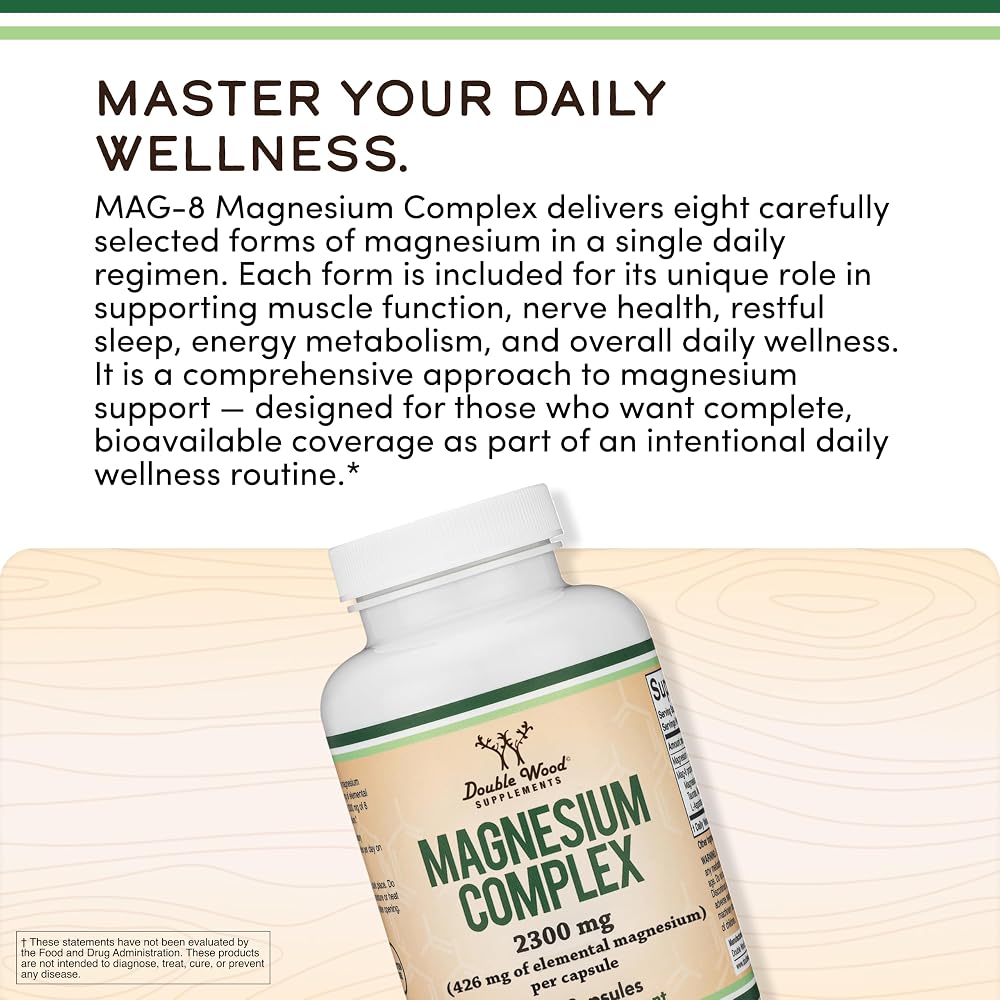 Double Wood Magnesium Complex 8 Forms 426 mg - 180 Capsules - image 7