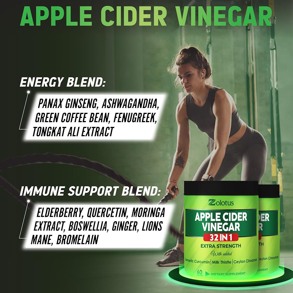 Zolotus Apple Cider Vinegar Capsules 32in1 with Turmeric - 120 Capsules - image 5