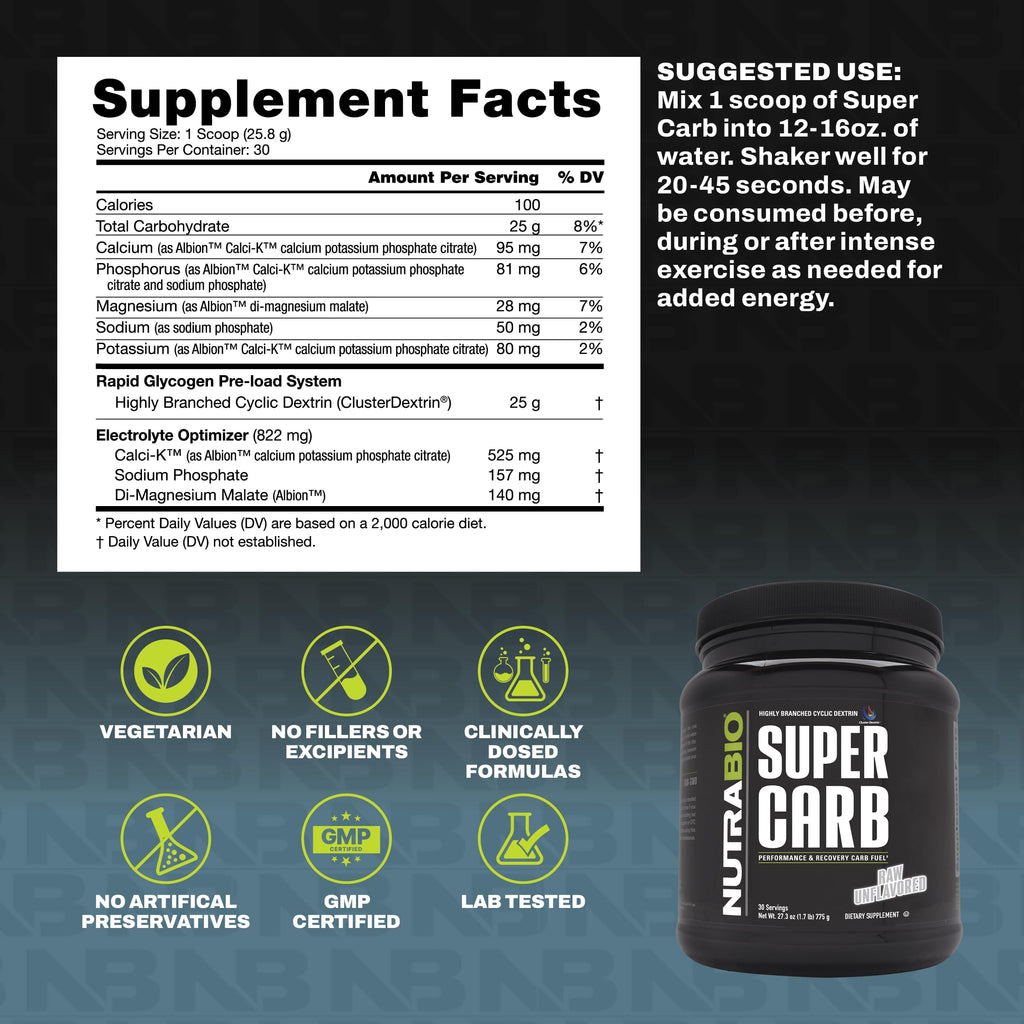 NutraBio Super Carb - Complex Carbohydrate Supplement Powder