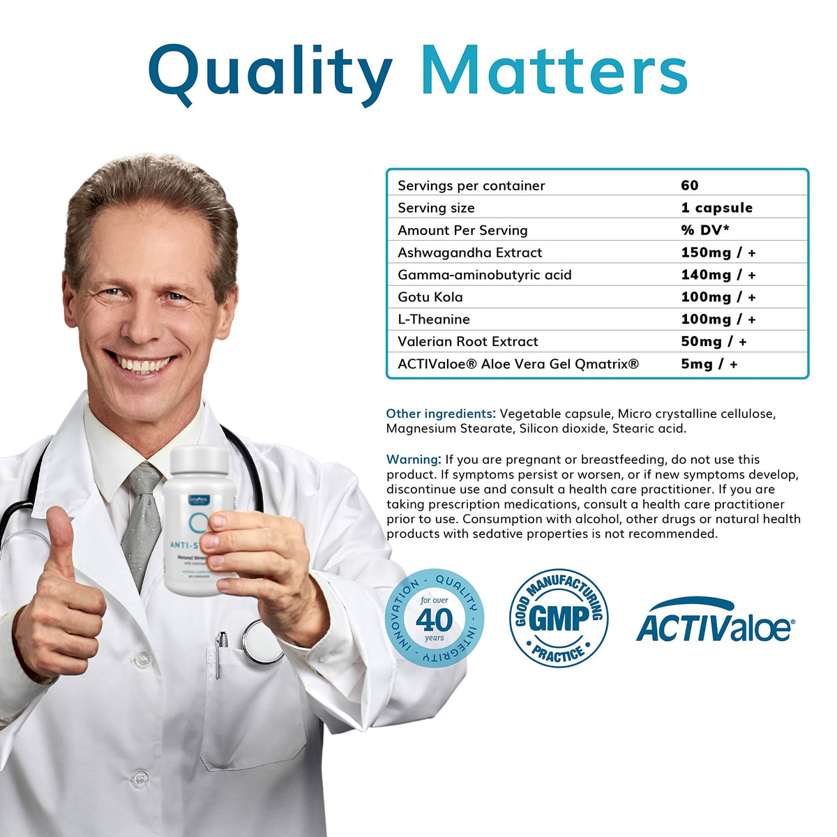 Univera Anti Stress Supplement with Ashwagandha & GABA - 60 Capsules - image 3
