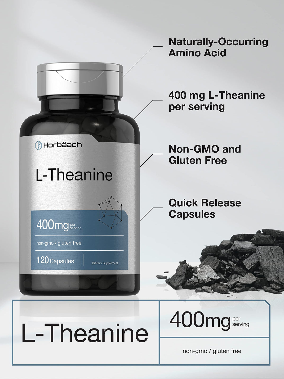 Horbäach HORBAACH Capsules L Theanine 400Mg Gluten Free Bottle N