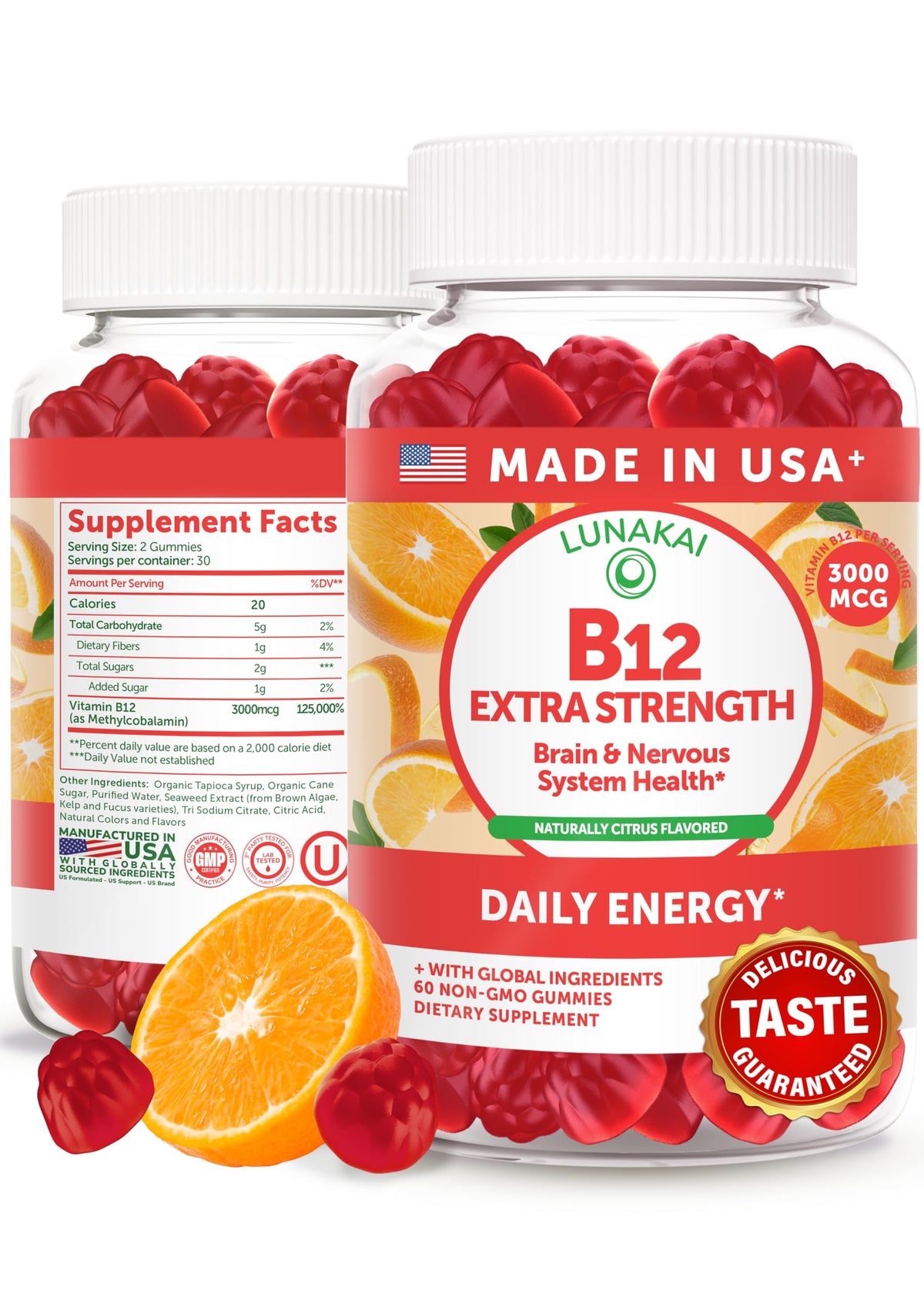 Lunakai Vitamin B12 Gummies 3000mcg for Adults - 60 Count
