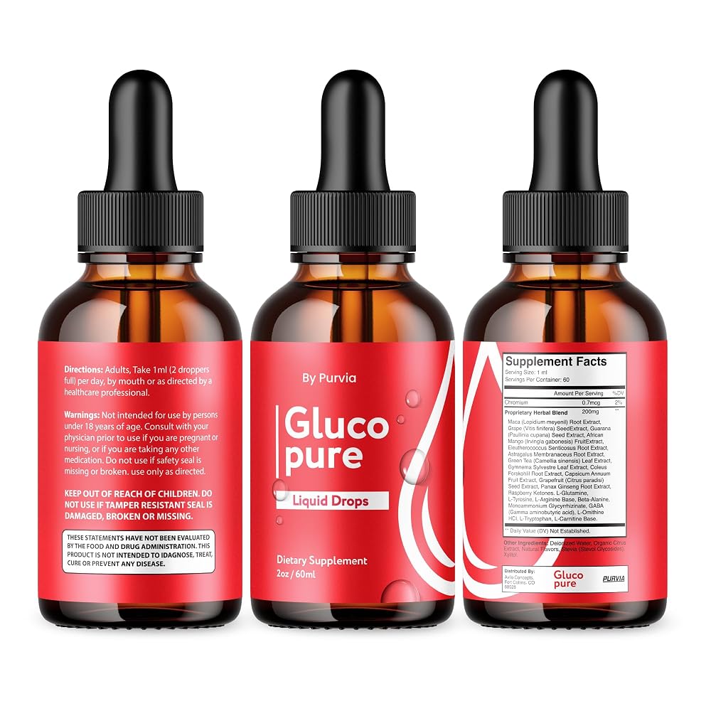 Purvia Gluco Pure Liquid Drops Advanced Formula - 6 Fl Oz - image 2