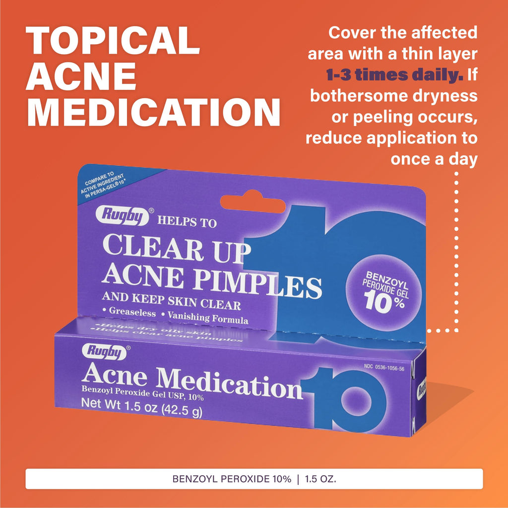 Rugby Acne Medication Benzoyl Peroxide 10% Gel - 1.5 oz (3 Pack) - image 2