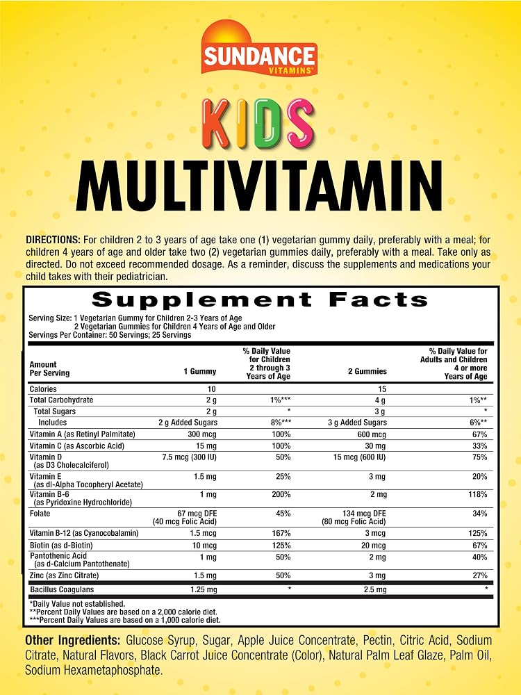 Sundance Kids Multivitamin Gummies with D3, C, B12, Zinc - 50 Count - image 2