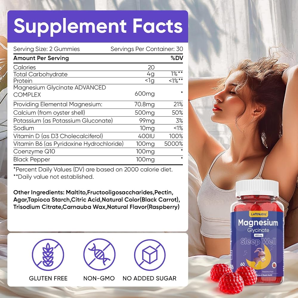 TBWU Magnesium Glycinate Gummies 600mg for Sleep - 120 Count - image 2