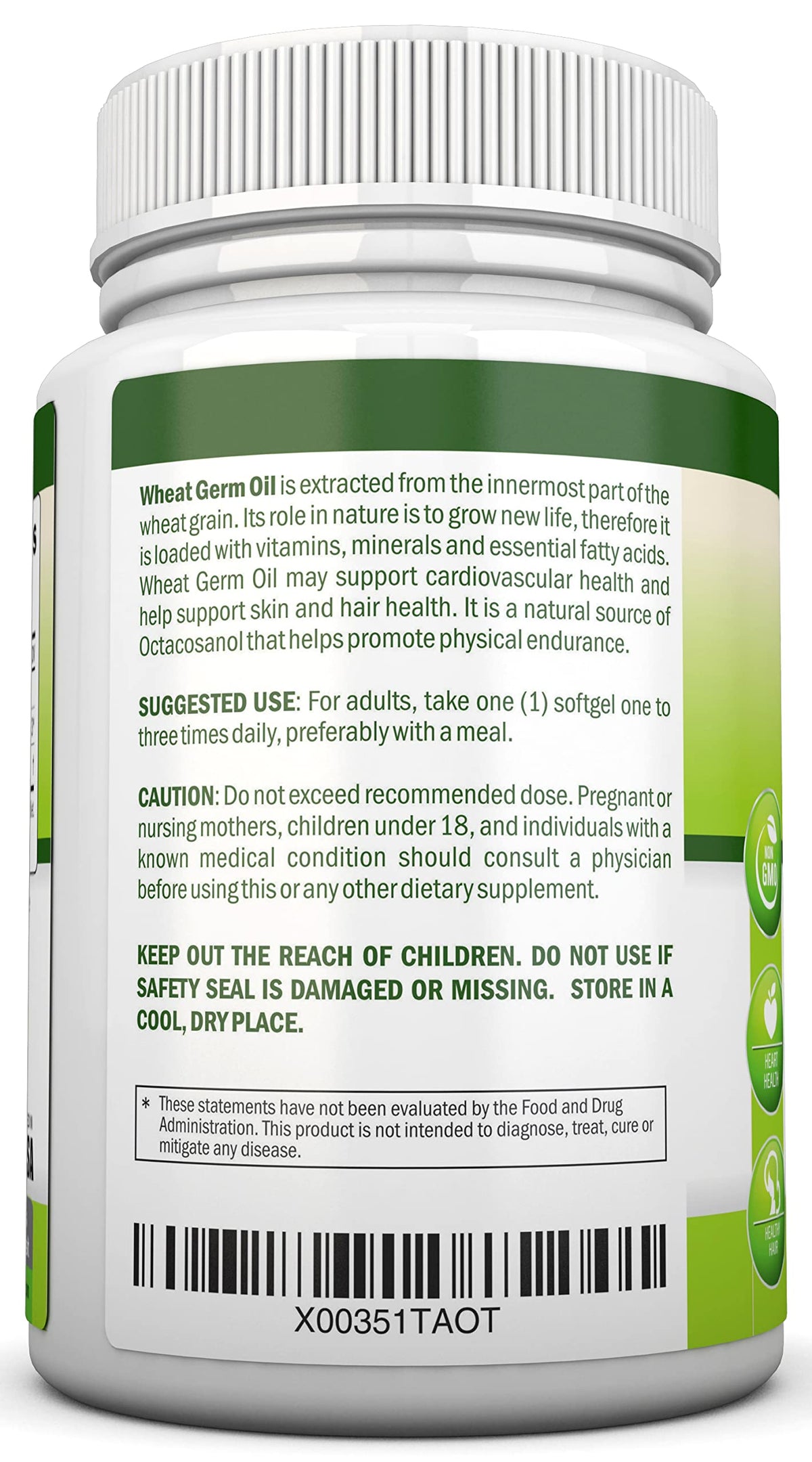 NutriONN Wheat Germ Oil 1130mg - 180 Softgels - image 3