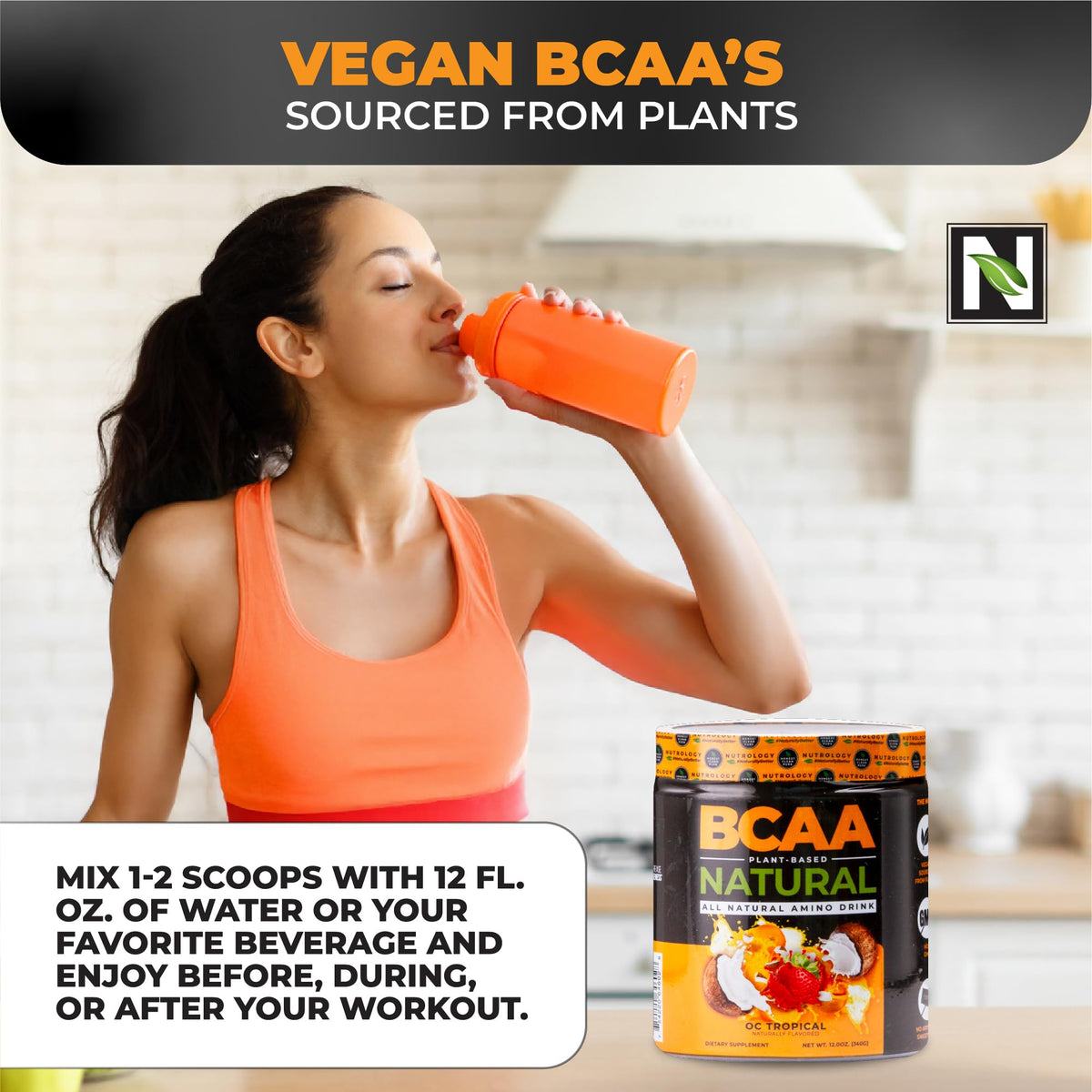 Nutrology BCAA Natural Orange Coconut Flavor - 30 Servings - image 5