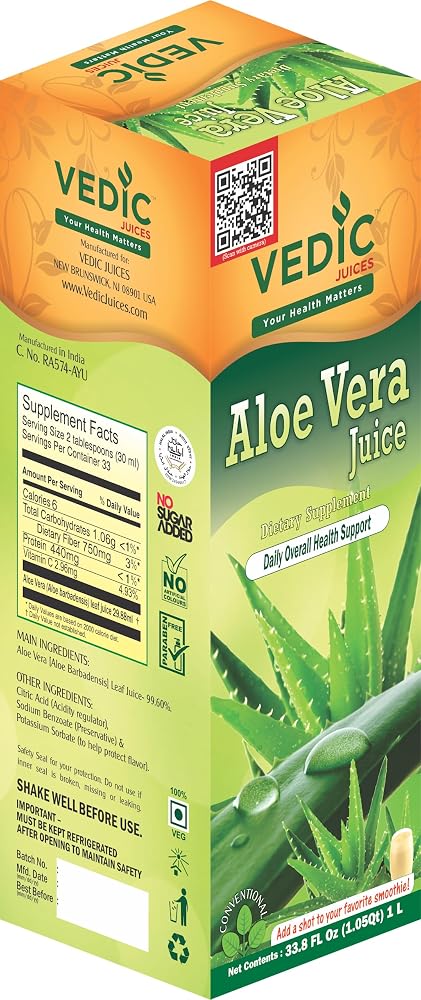 Vedic Juices Aloe Vera Juice Supplement for Gut Health - 33.8 Fl Oz - image 2