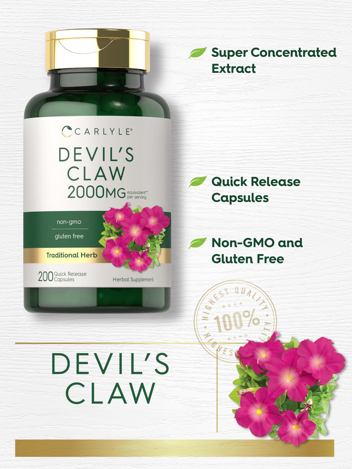 Carlyle Devil's Claw Herbal Supplement - 200 Capsules - image 4