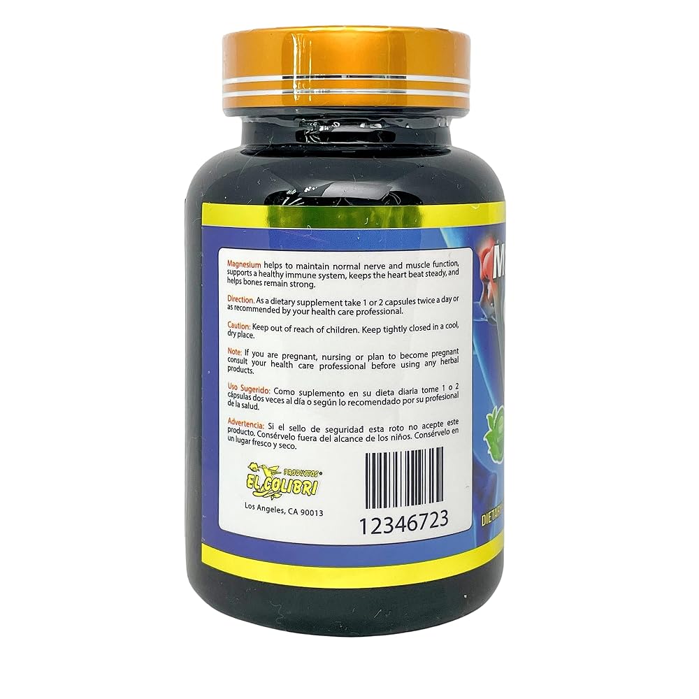 Productos El Colibri Magnesium Chloride 100% Natural - 60 Capsules - image 3