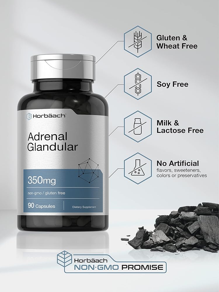 Horbäach Raw Adrenal Glandular 350 mg - 90 Capsules - image 4