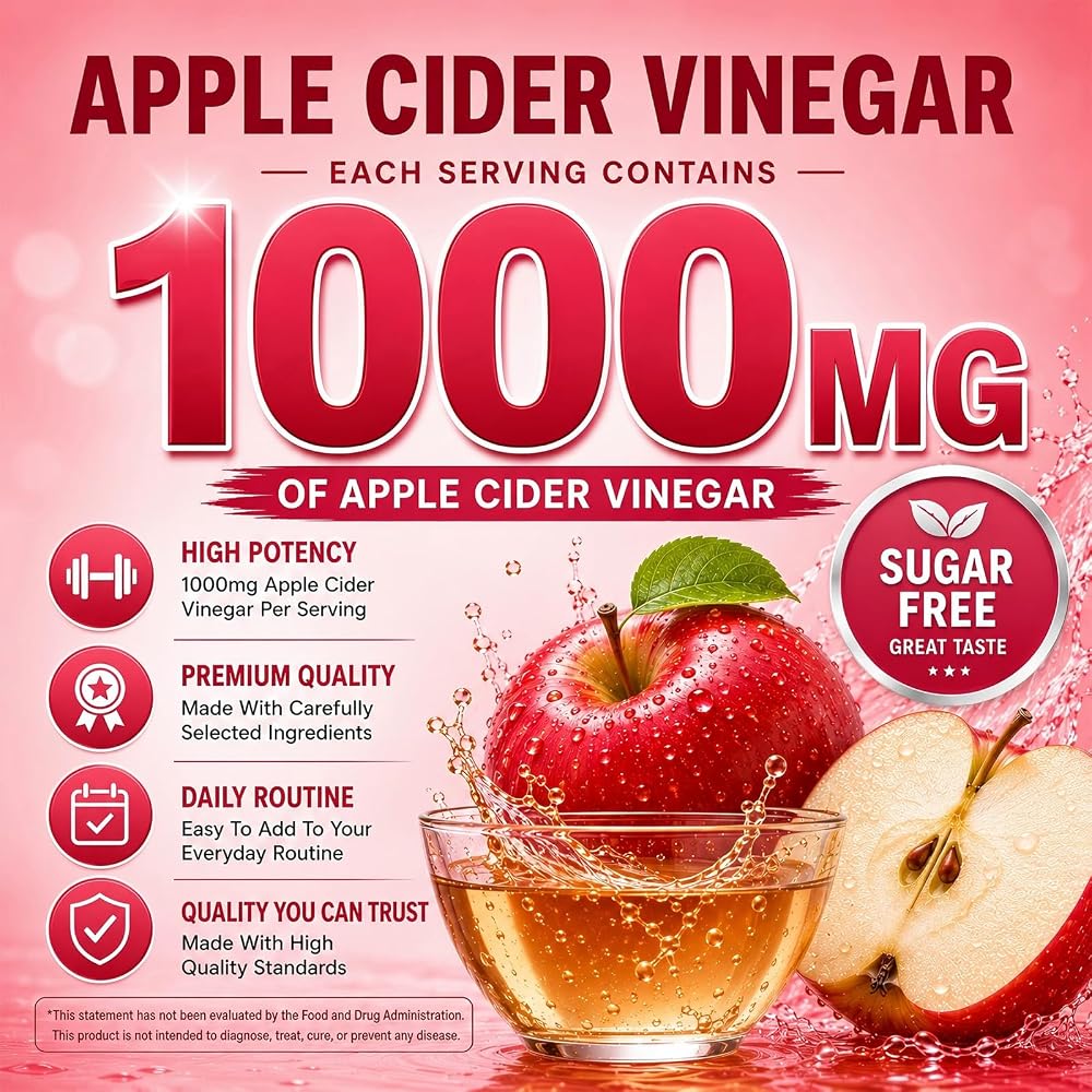 DREAVIO Apple Cider Vinegar Gummies with Mother 1000mg - 120 Count - image 5