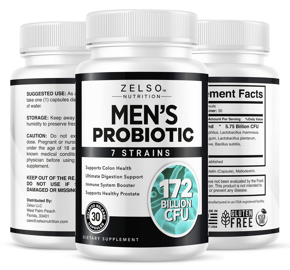 ZELSO Probiotic for Men 172 Billion CFU - 30 Capsules - image 2